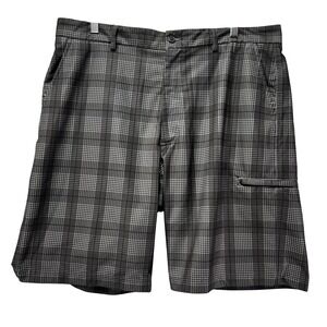 Pebble Beach Performance Golf Shorts Mens 38 Grey Plaid Athleisure Gorpcore